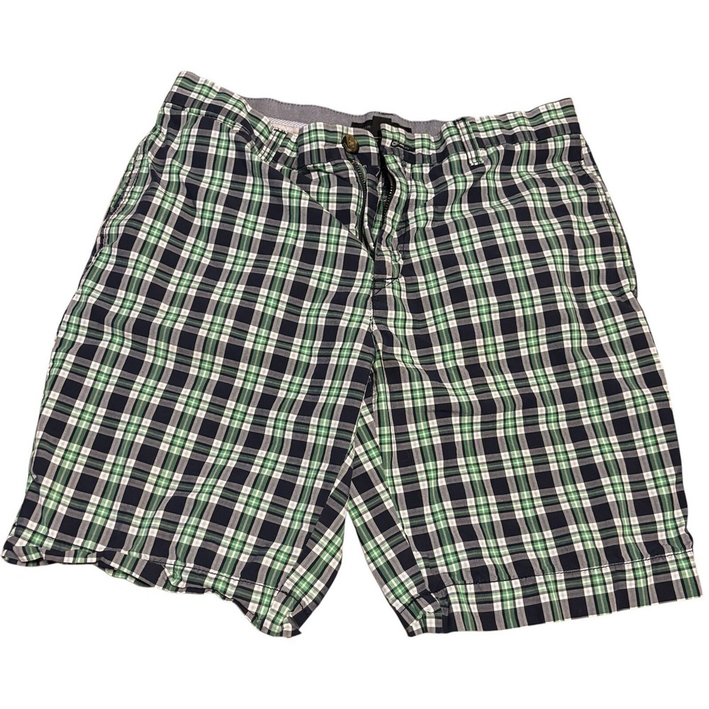 Tommy Hilfiger Shorts Mens 33 Plaid Green Navy Blue